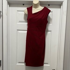 London Times One-Shoulder Red Dress